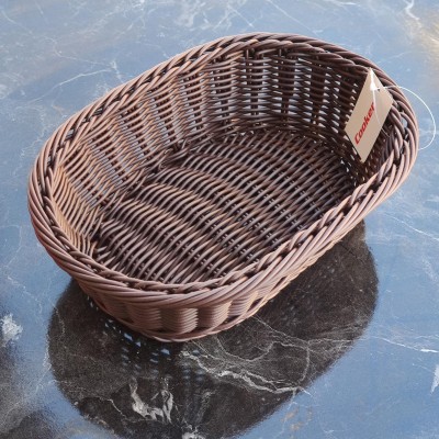 Ekmeklik Örgü Desenli koyu Kahverengi oval Plastik 23x16x7 cm