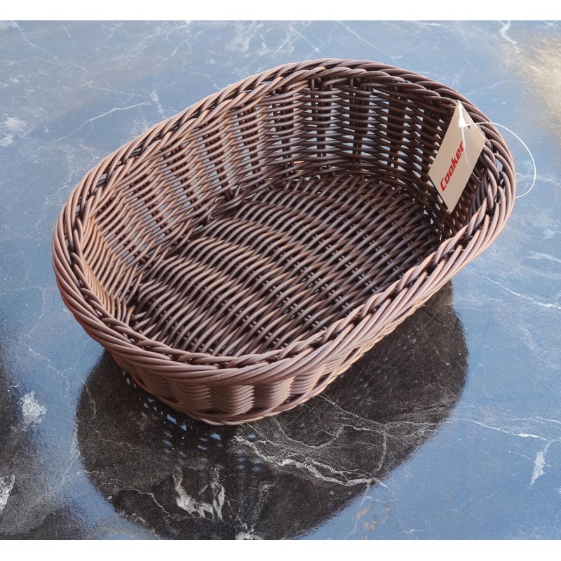 Ekmeklik Örgü Desenli koyu Kahverengi oval Plastik 23x16x7 cm