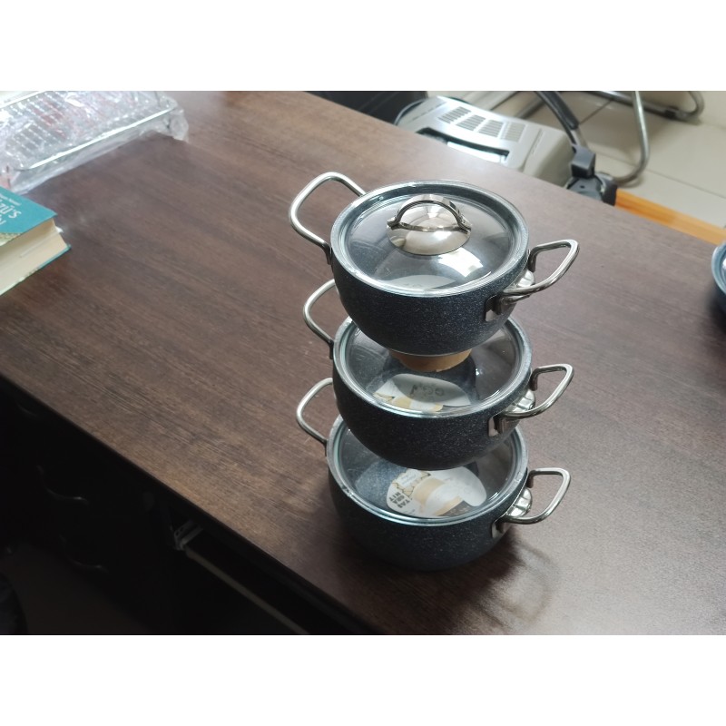 Güveç Tencere Seti Granit Gri 16-18-20 Cm Armoni