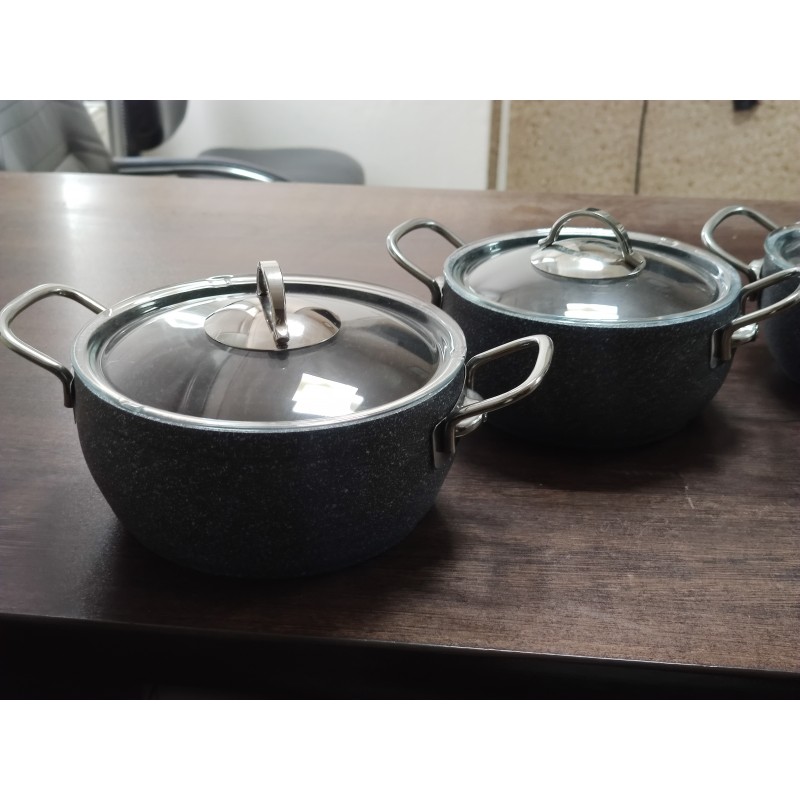 Güveç Tencere Seti Granit Gri 16-18-20 Cm Armoni