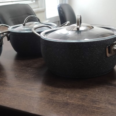 Güveç Tencere Seti Granit Siyah 16-18-20 Cm Armoni Güveç Tencere Seti Granit Siyah 16-18-20 Cm Armoni
