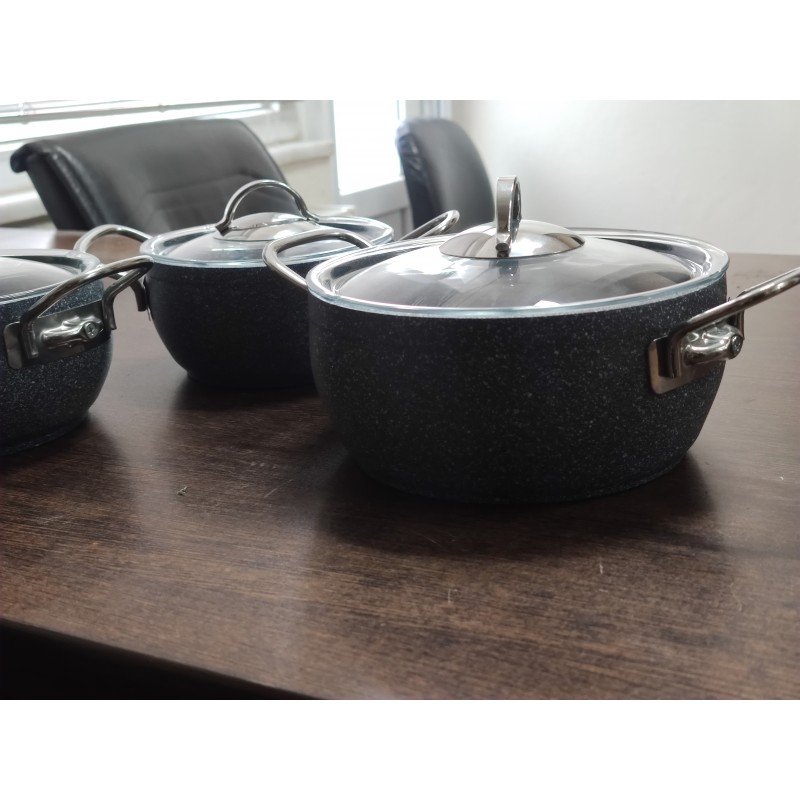 Güveç Tencere Seti Granit Gri 16-18-20 Cm Armoni