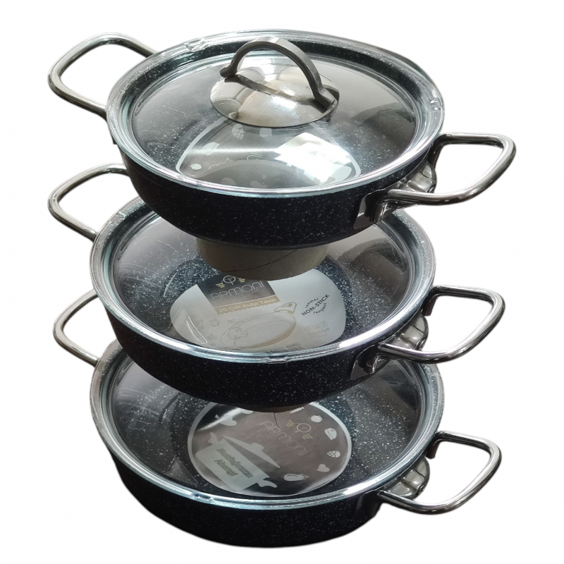 Omlet Tava Seti Granit Siyah 18-20-22 Cm Armoni