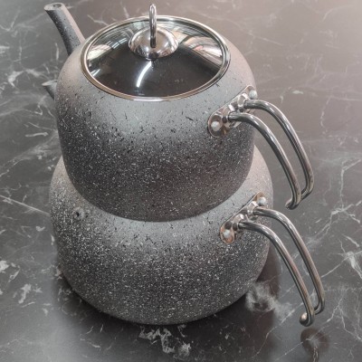 granit çaydanlık takımı gri aileboy