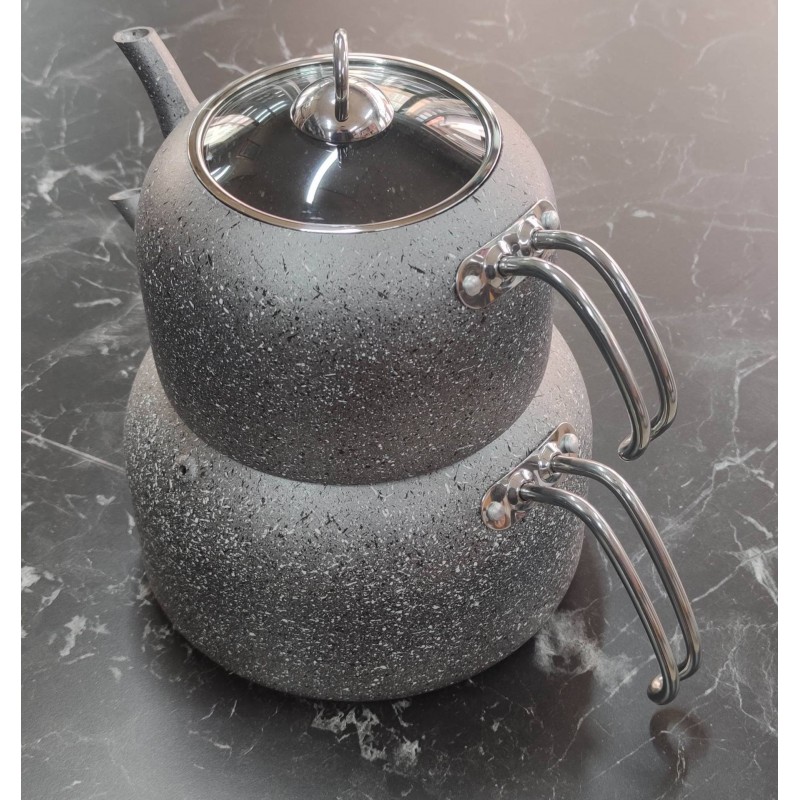 granit çaydanlık takımı gri aileboy