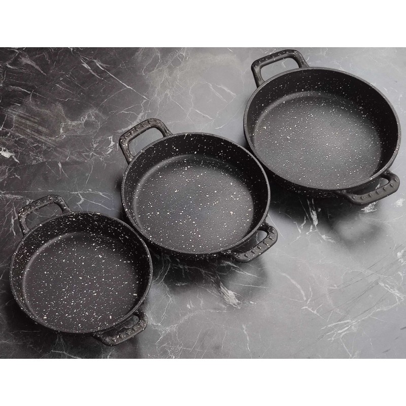 Alüminyum Döküm Granit Kaplama Sahan 3lü Set