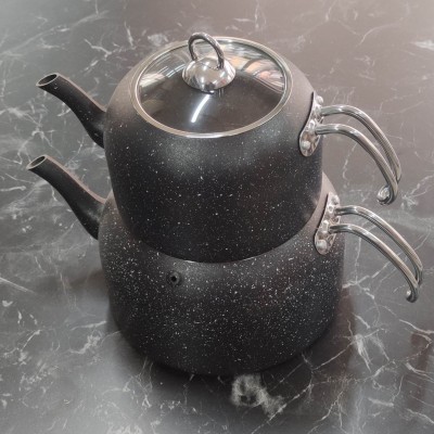 Granit çaydanlık takımı siyah maxi boy