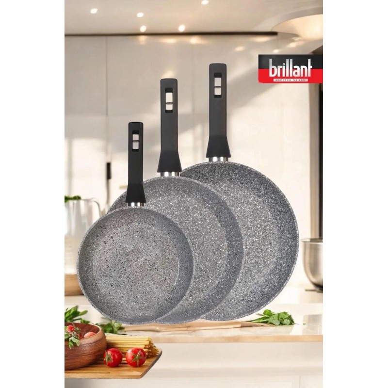 Brillant 3lü Granit 20cm 24cm 28cm Tava Seti Gri