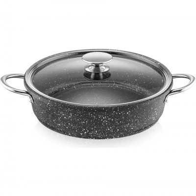 Granit döküm tencere pilavlık çelik saplı 4 mm kalınlık 24cm